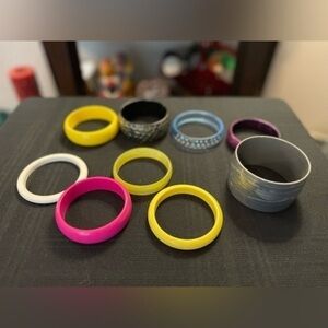 Bangle bracelets lot of nine assorted vintage bangle bracelets.
